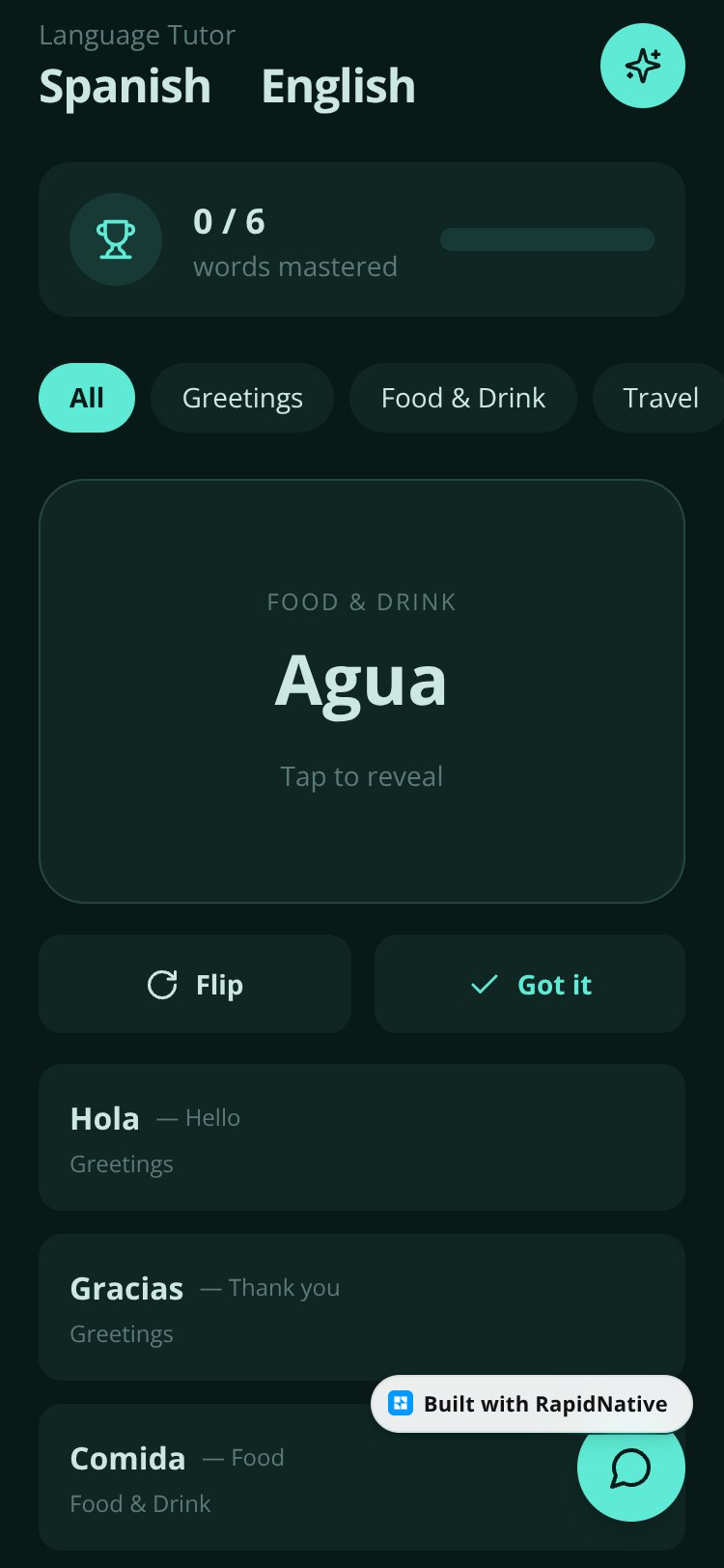 LinguaFlash screen 2