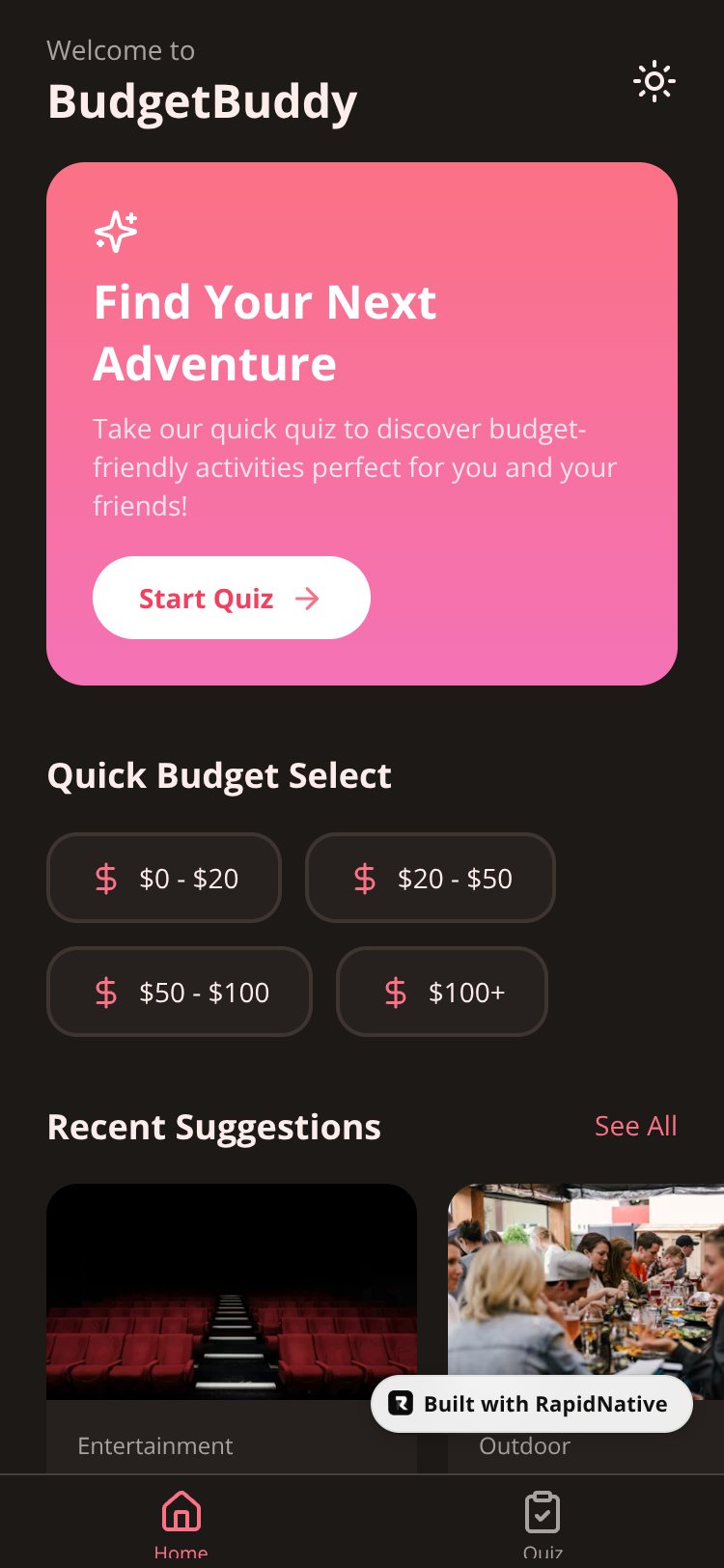 BudgetBuddy screen 1