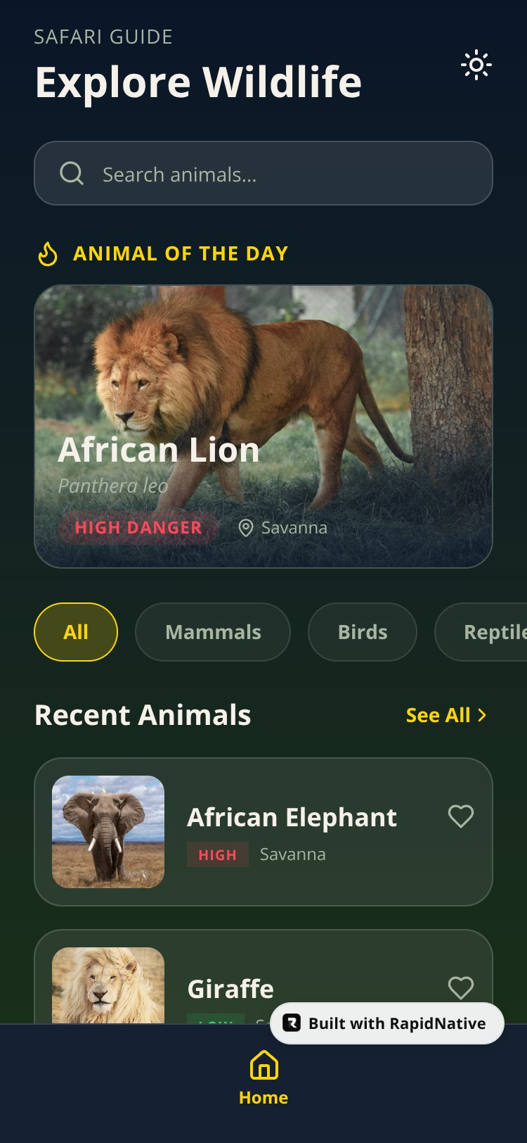 Safari Wildlife Field Guide screen 2