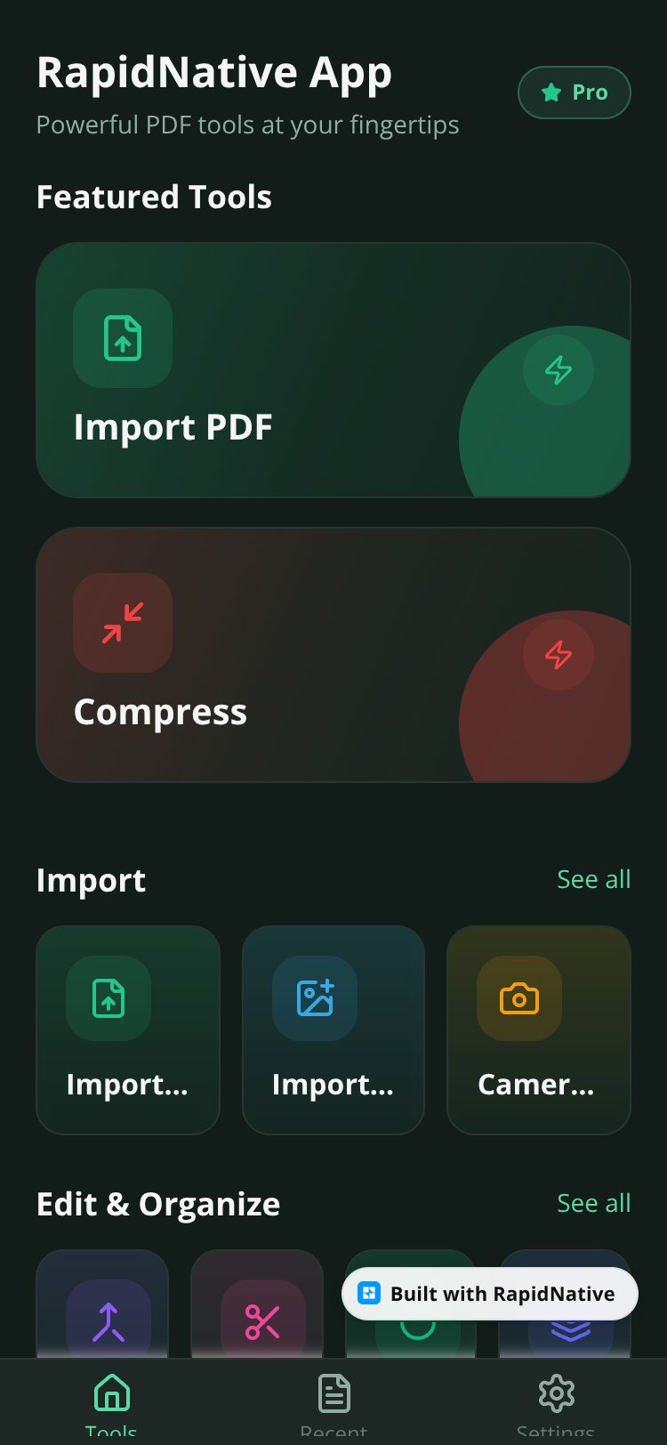 RapidNative App screen 2