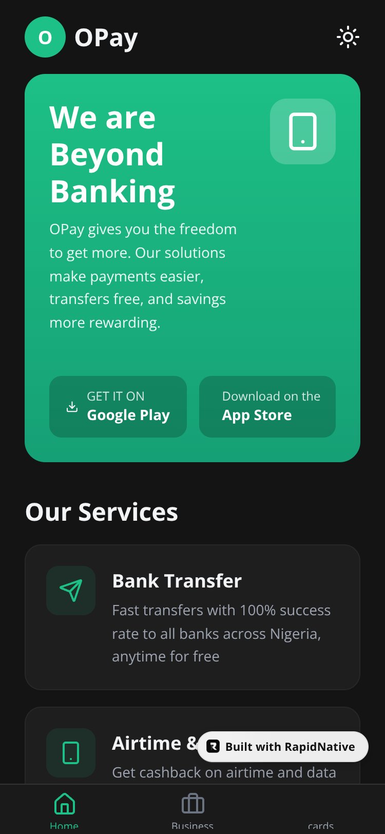 OPAY (PAYCOM) Website Clone screen 3
