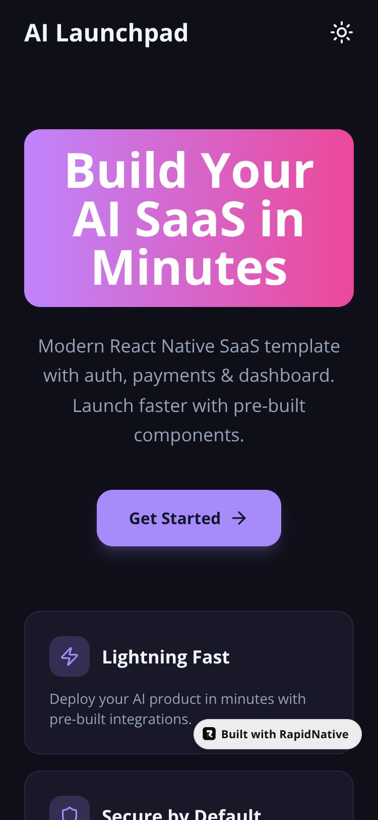AI Launchpad screen 1