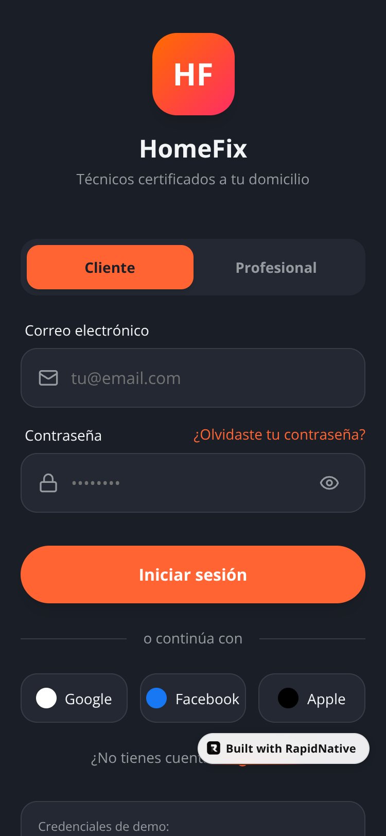 HomeFix screen 1