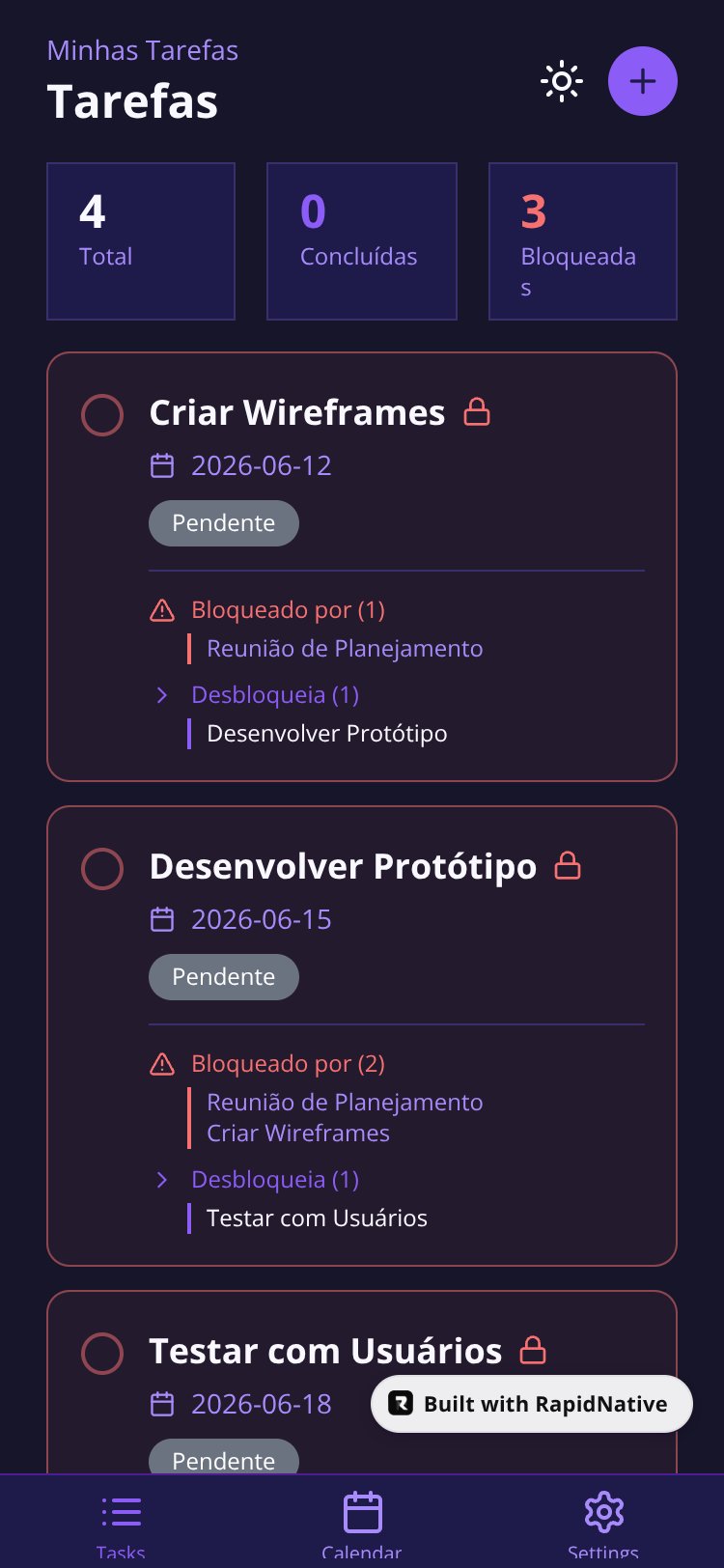 TaskTracker screen 2