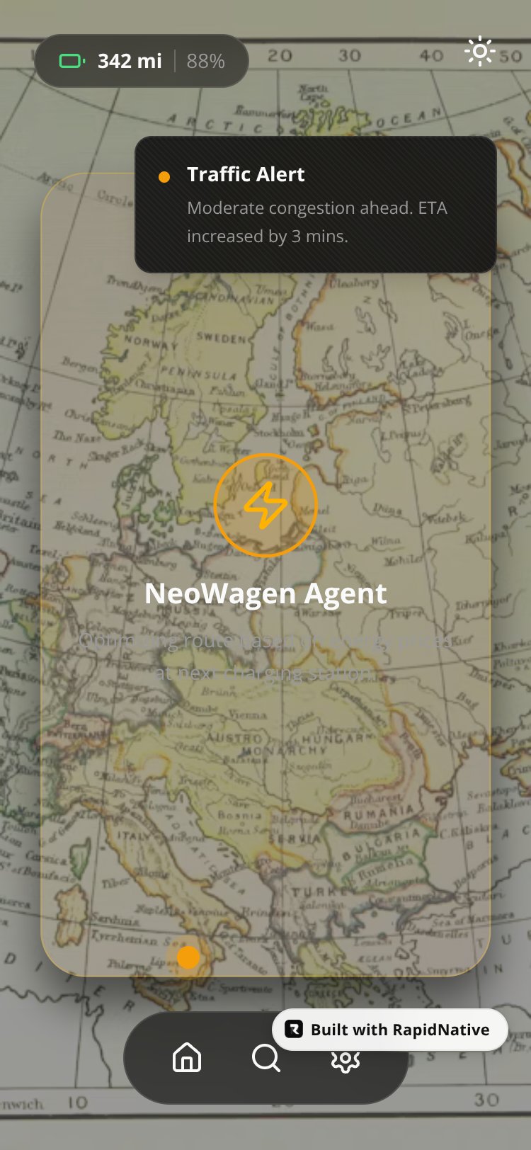 NeoWagen EV Dashboard screen 1
