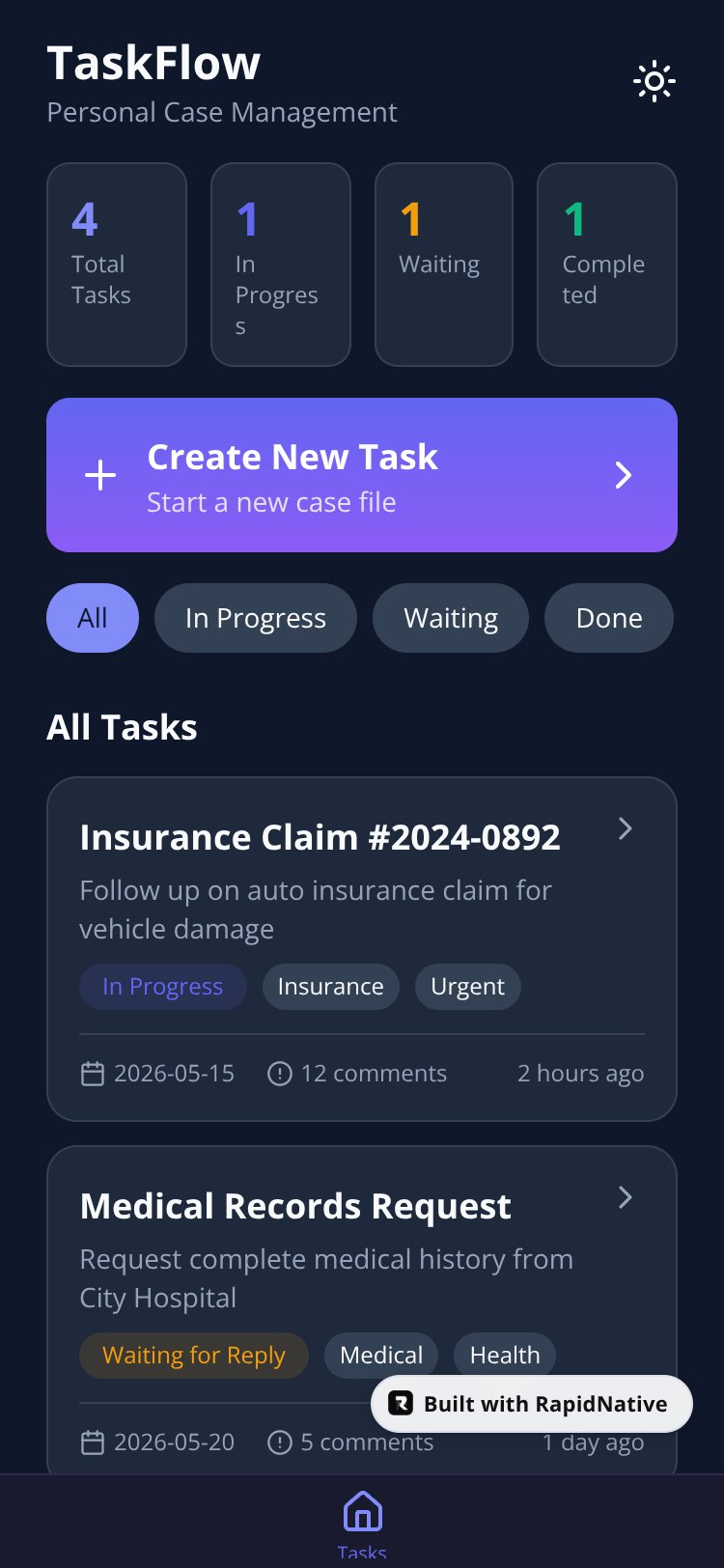 TaskFlow screen 1