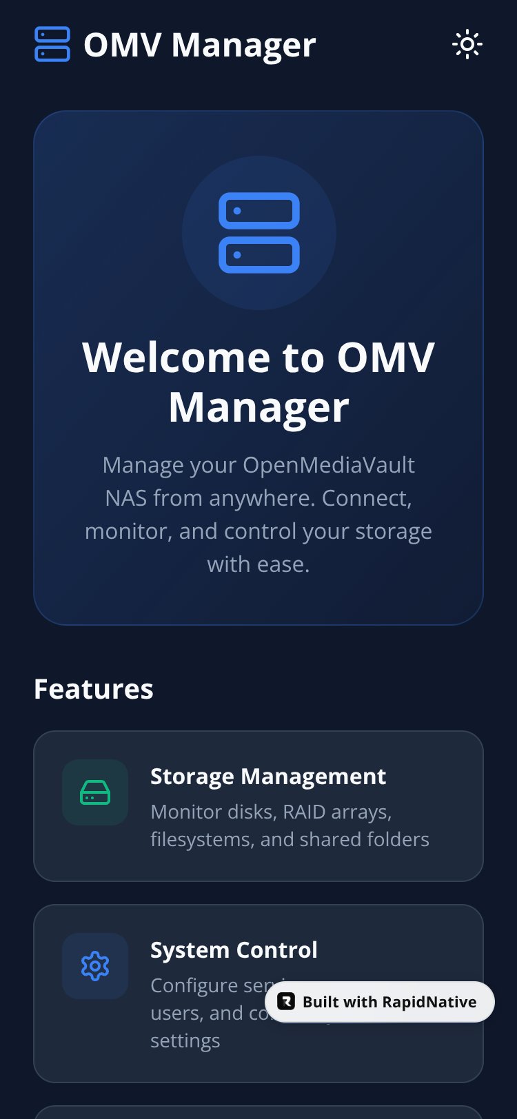 OMV Connect screen 4