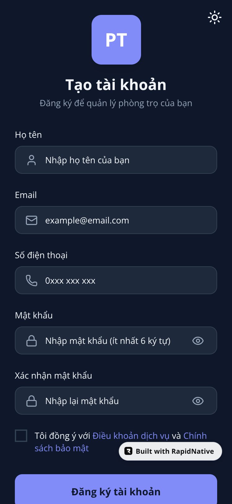 PhongTro Manager screen 4