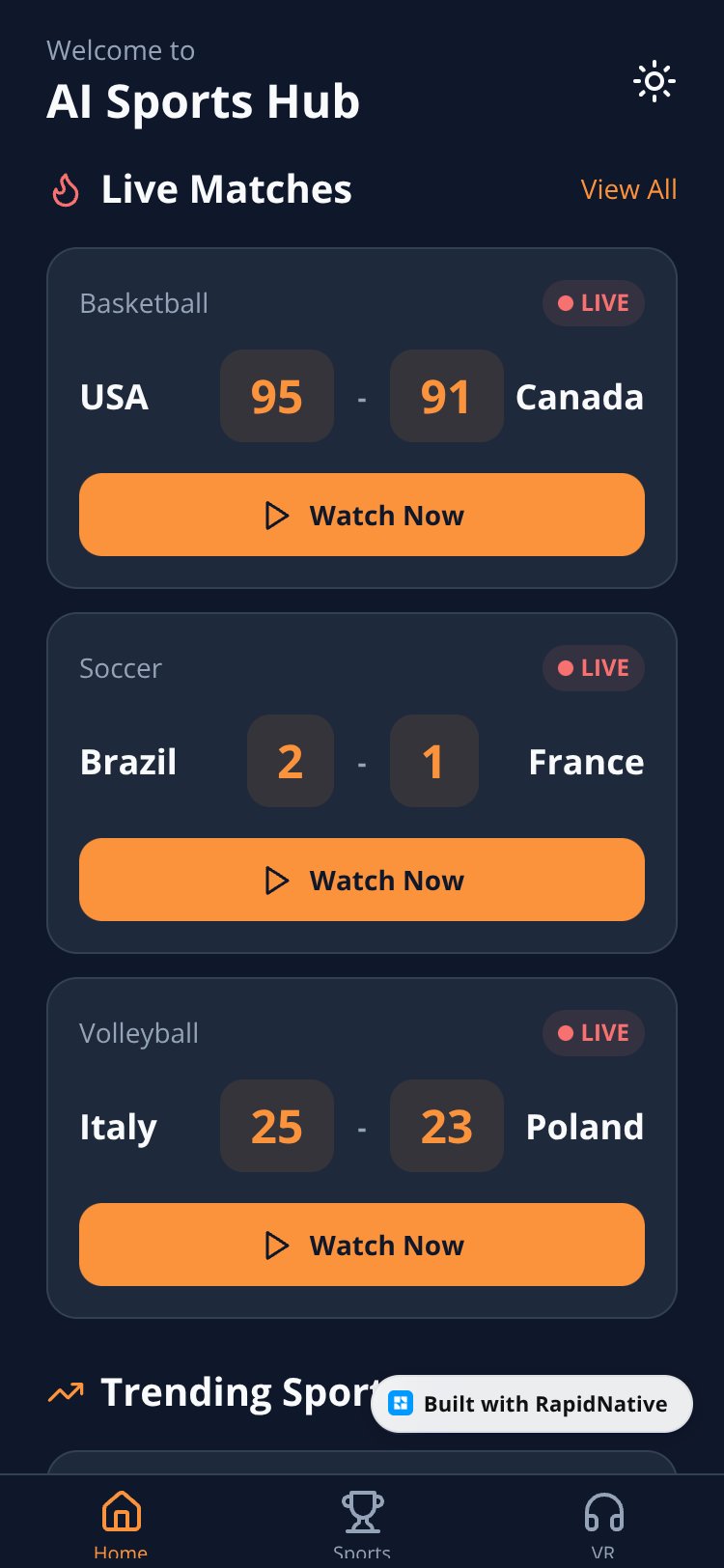 AI Sports Hub screen 1