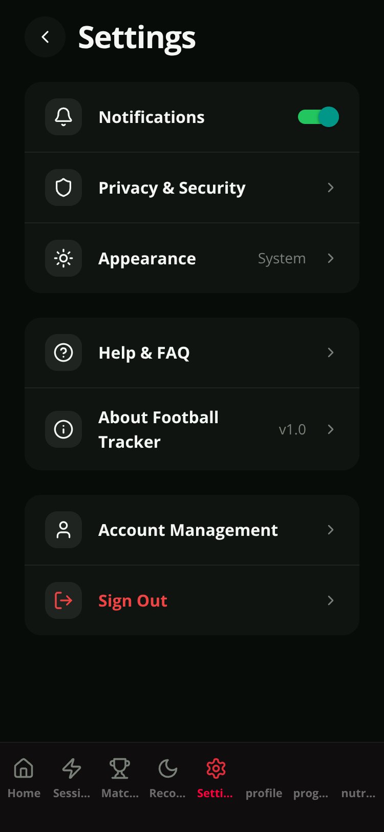 Football Tracker screen 5