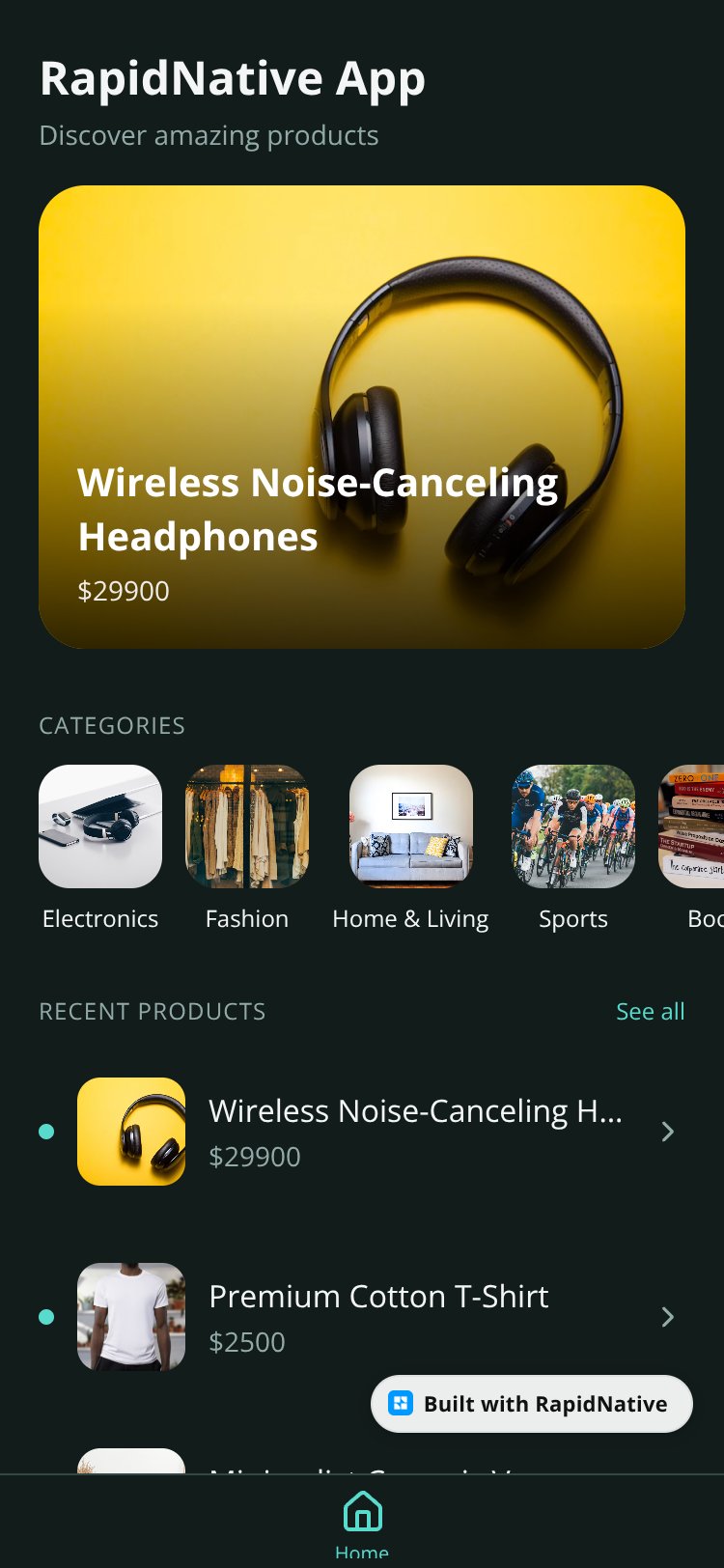 RapidNative App screen 1