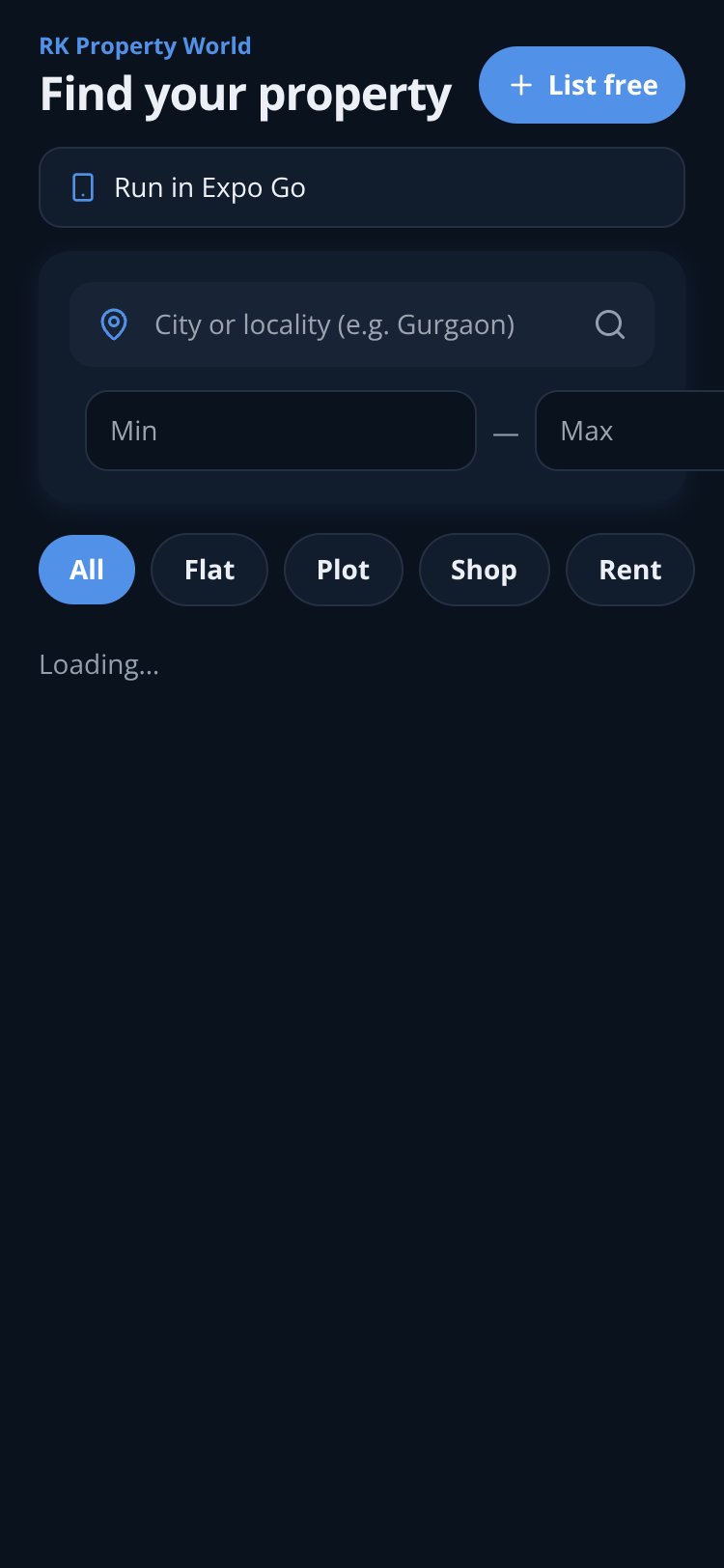 RK Property World screen 2