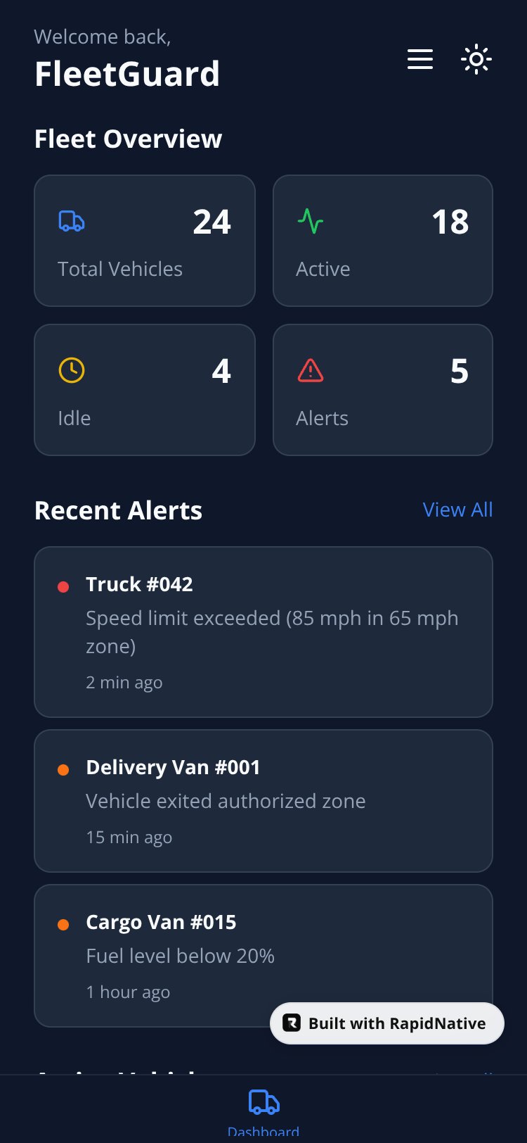 FleetGuard Tracking System screen 1