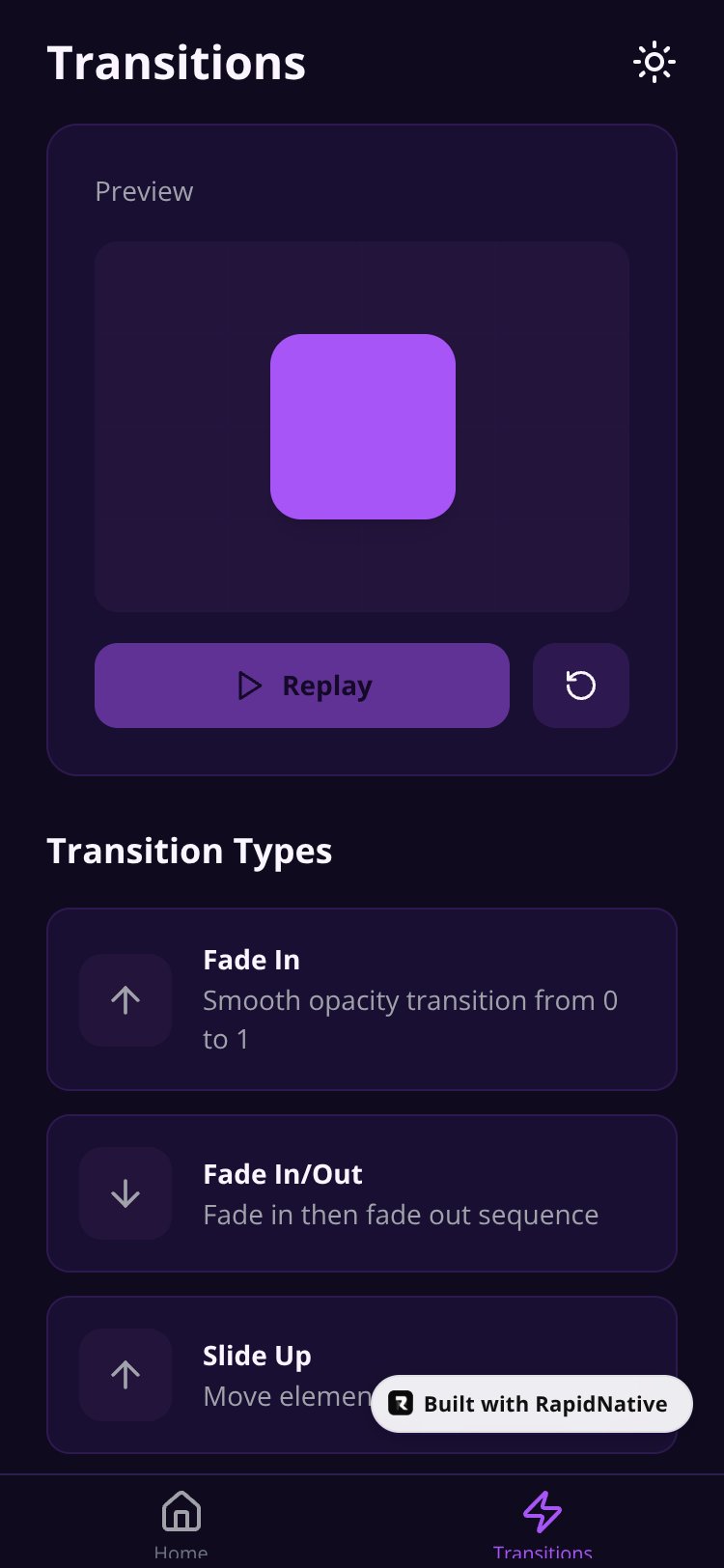 Grenade Animation Demo screen 1