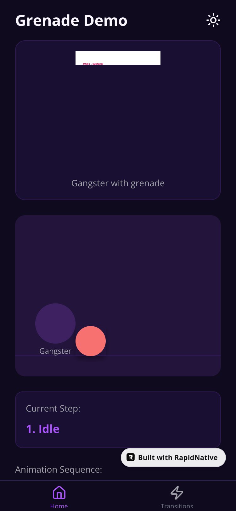 Grenade Animation Demo screen 2