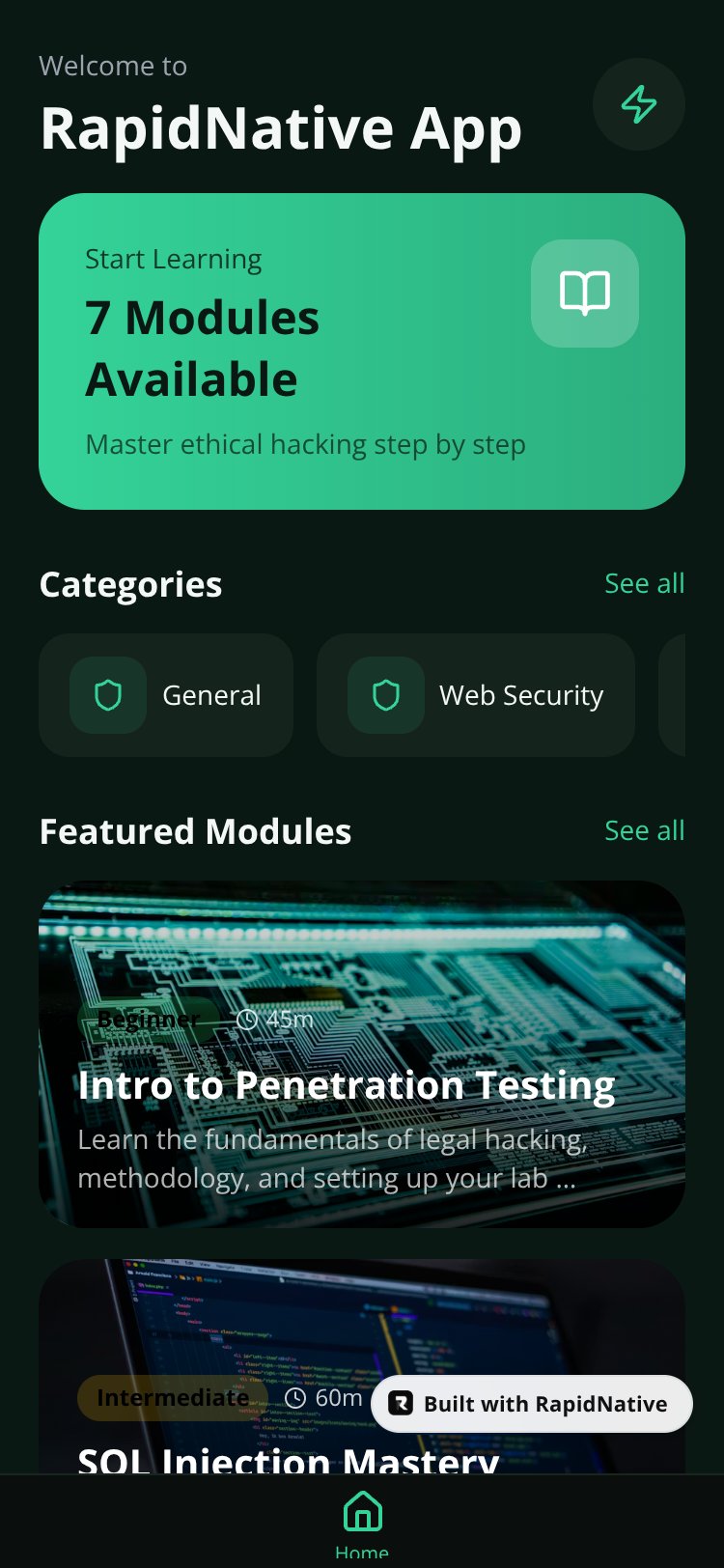 RapidNative App screen 1
