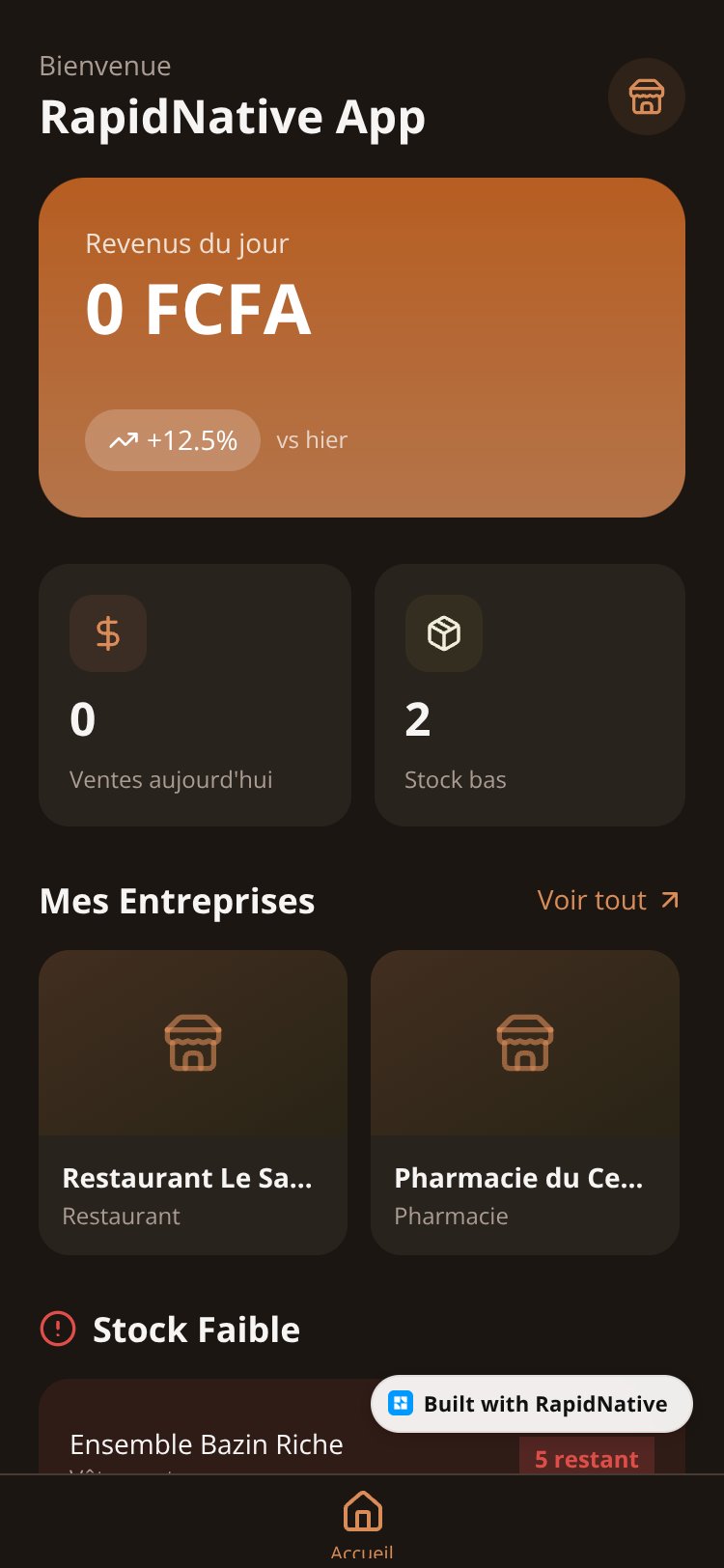RapidNative App screen 1