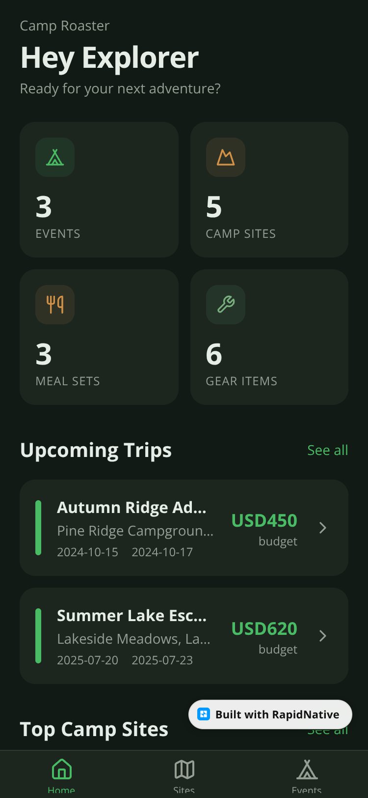 Camp Roaster screen 1