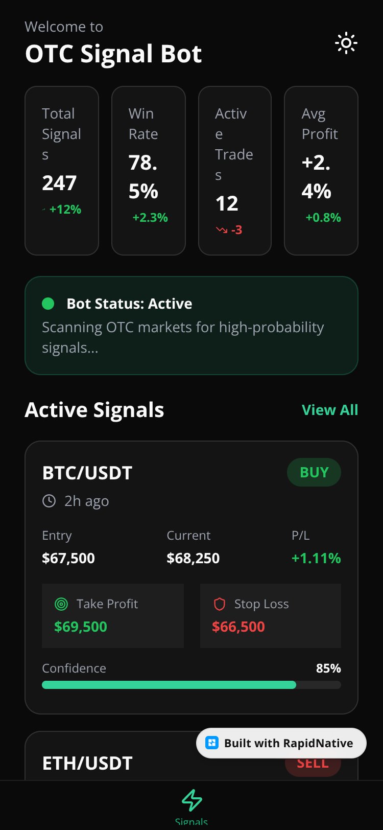 Quotex OTC Signal Pro Copy screen 1