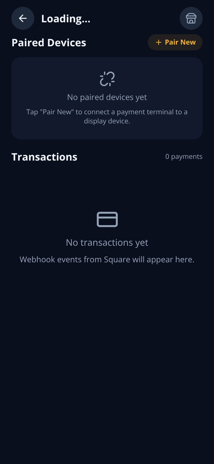 SquarePay Display screen 1