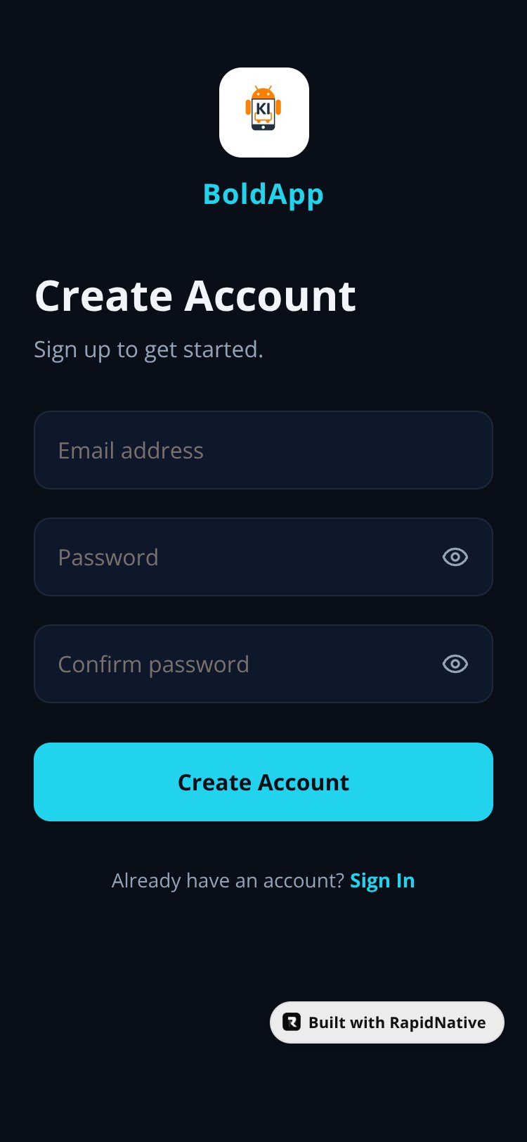 BoldApp screen 2