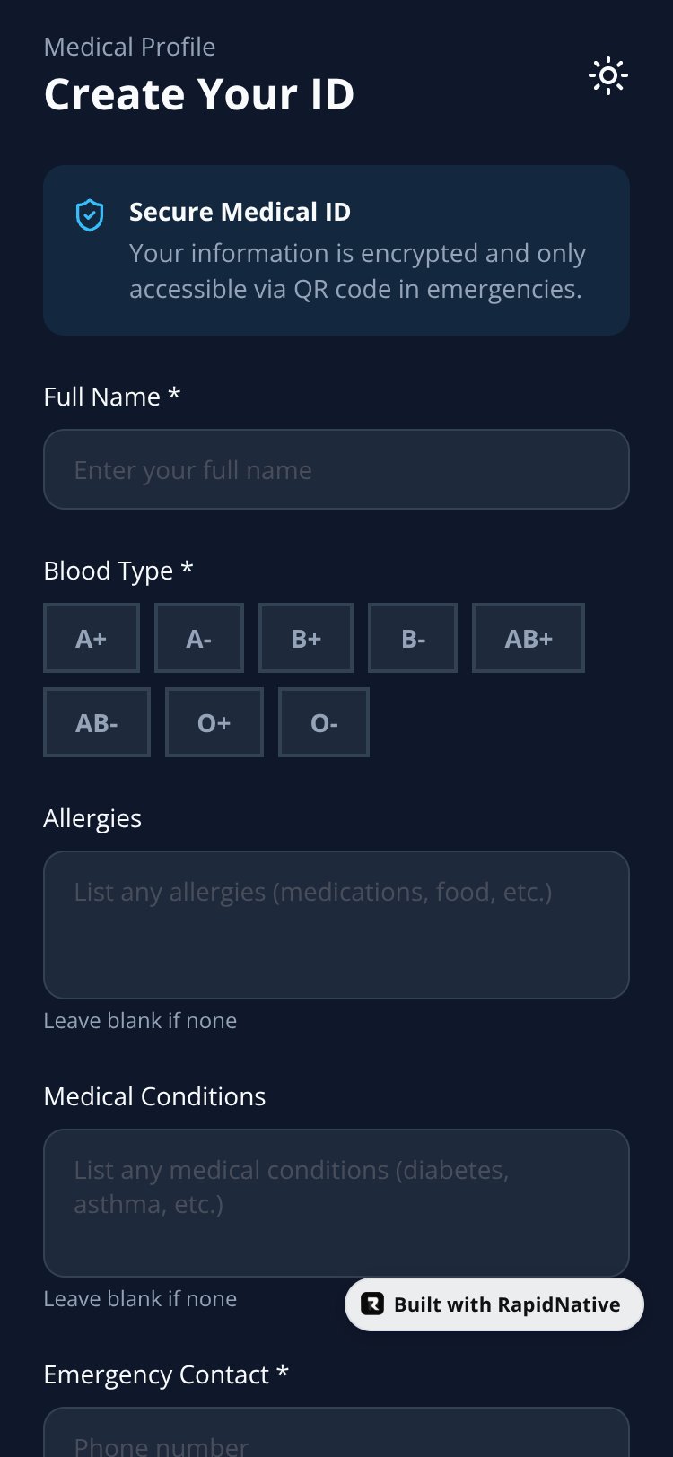 MedAlert screen 1