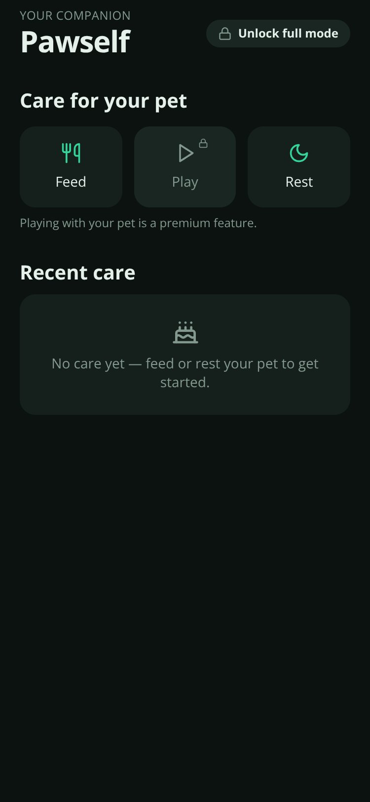 Pawself screen 1