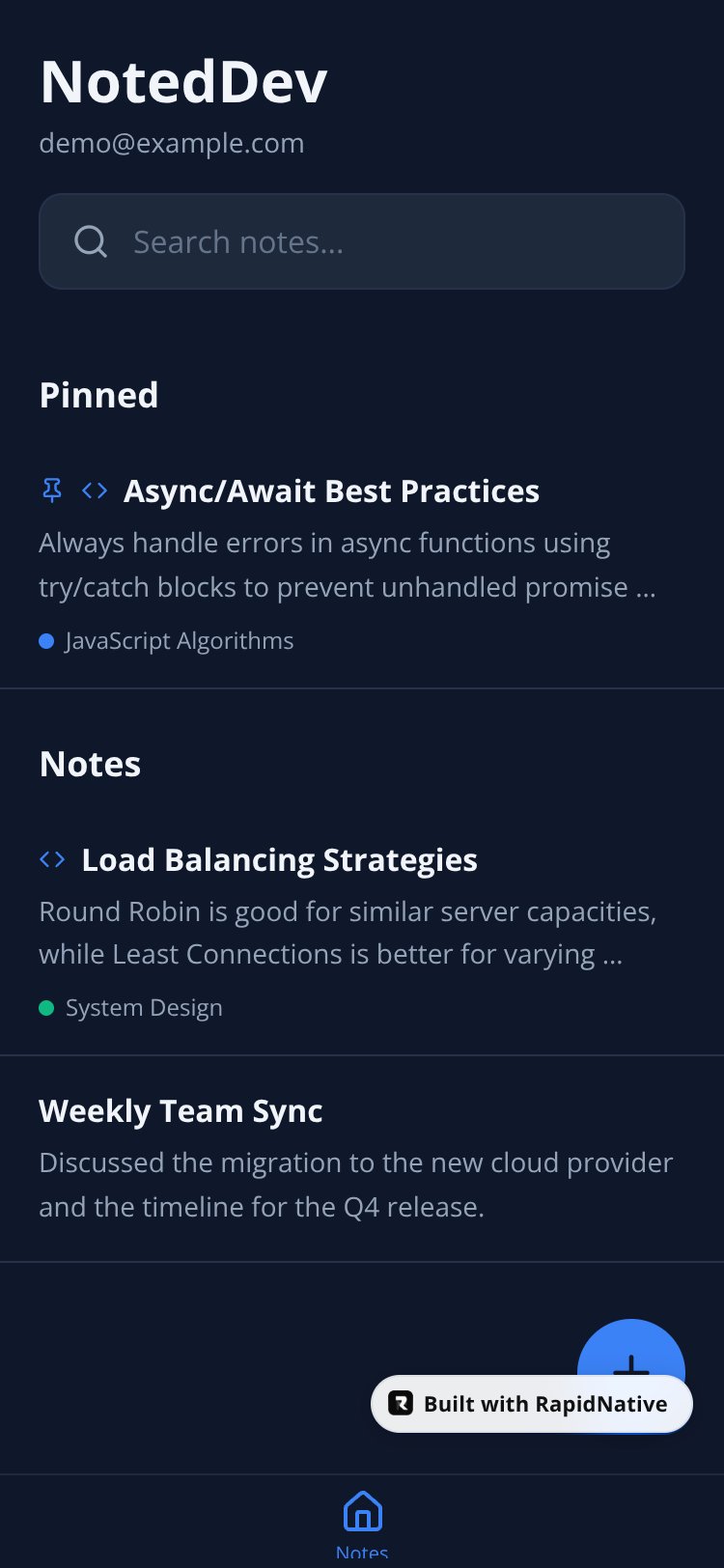 NotedDev screen 3