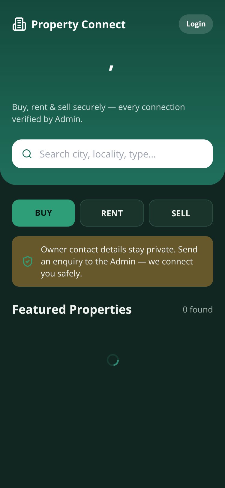Property Connect screen 2