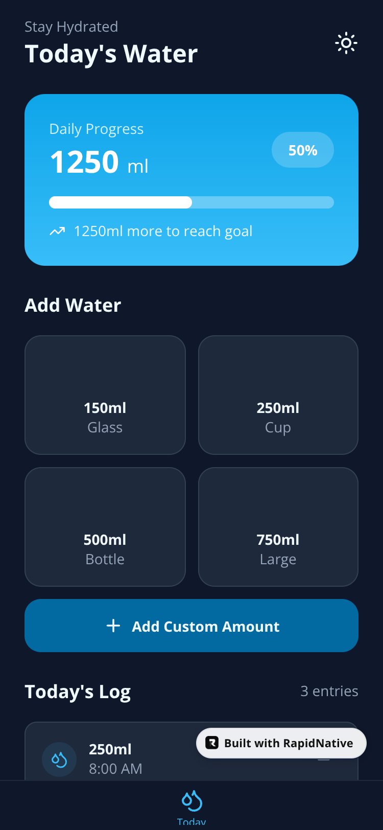 WaterTracker screen 1
