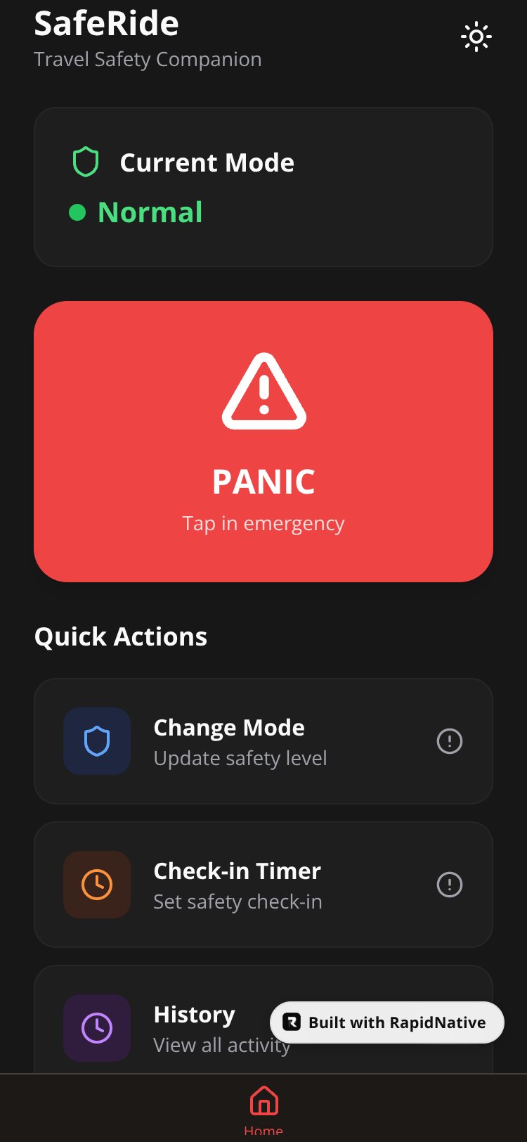 SafeRide screen 1