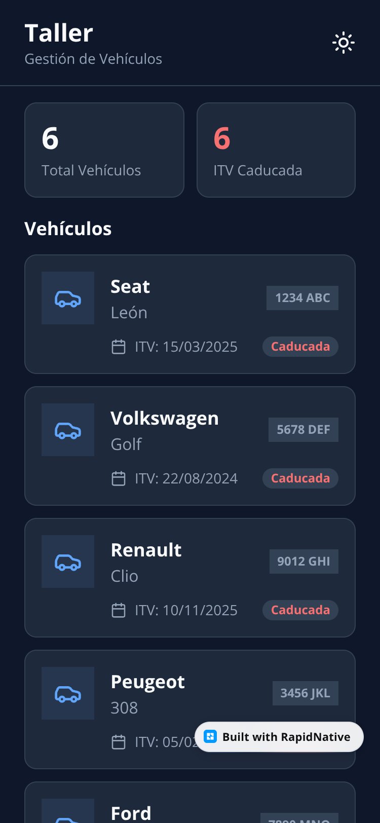 Vehicle Tracker screen 1