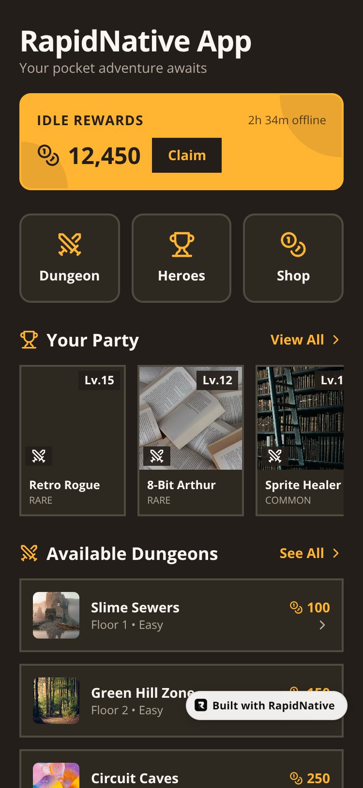 RapidNative App screen 1