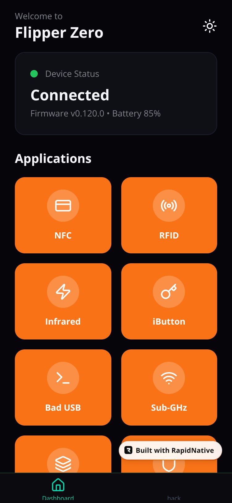 FlipperControl screen 1