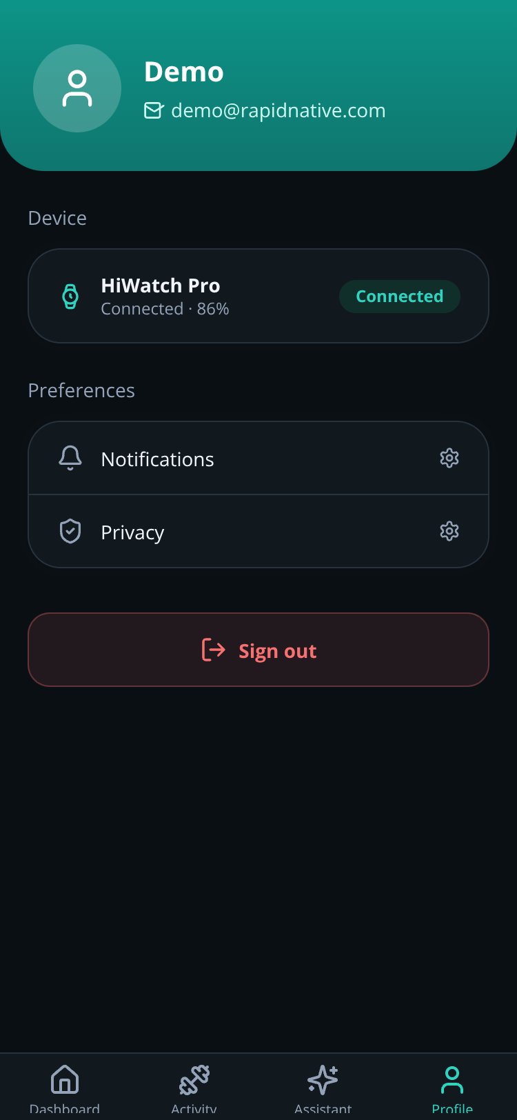 RapidNative App screen 4