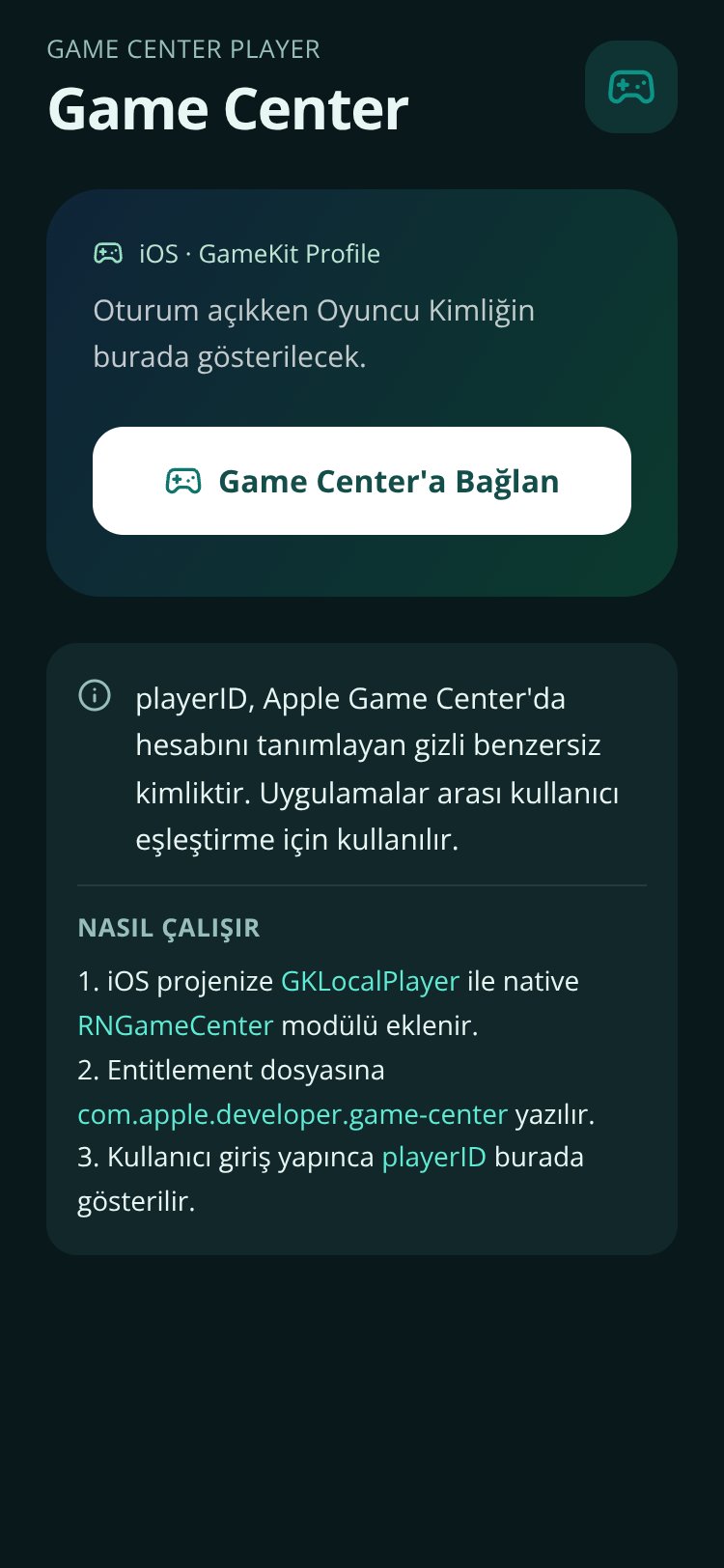 Game Player ID screen 1