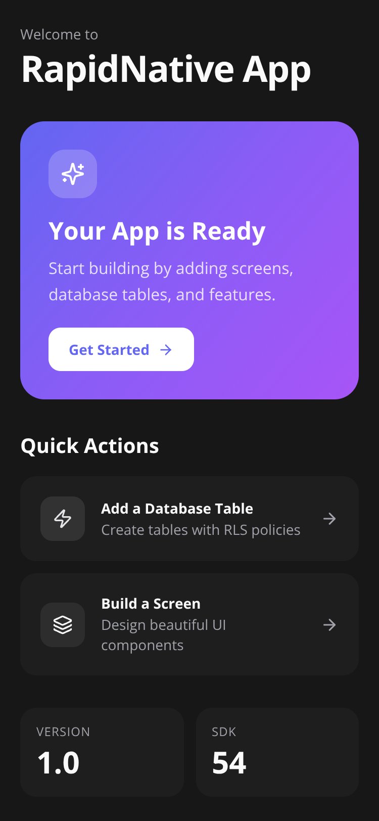RapidNative App screen 1