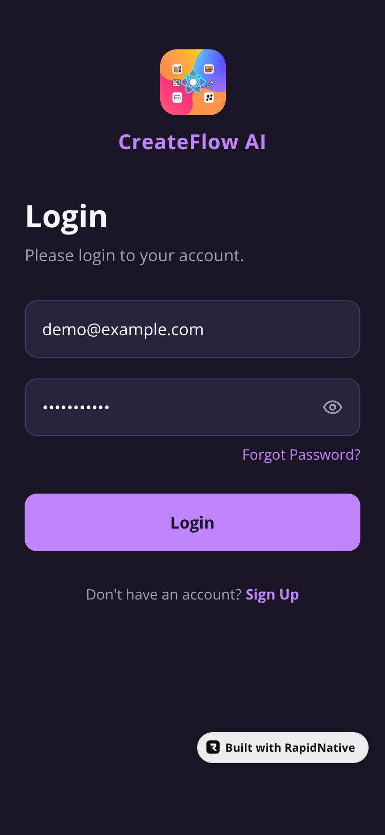 CreateFlow AI screen 1