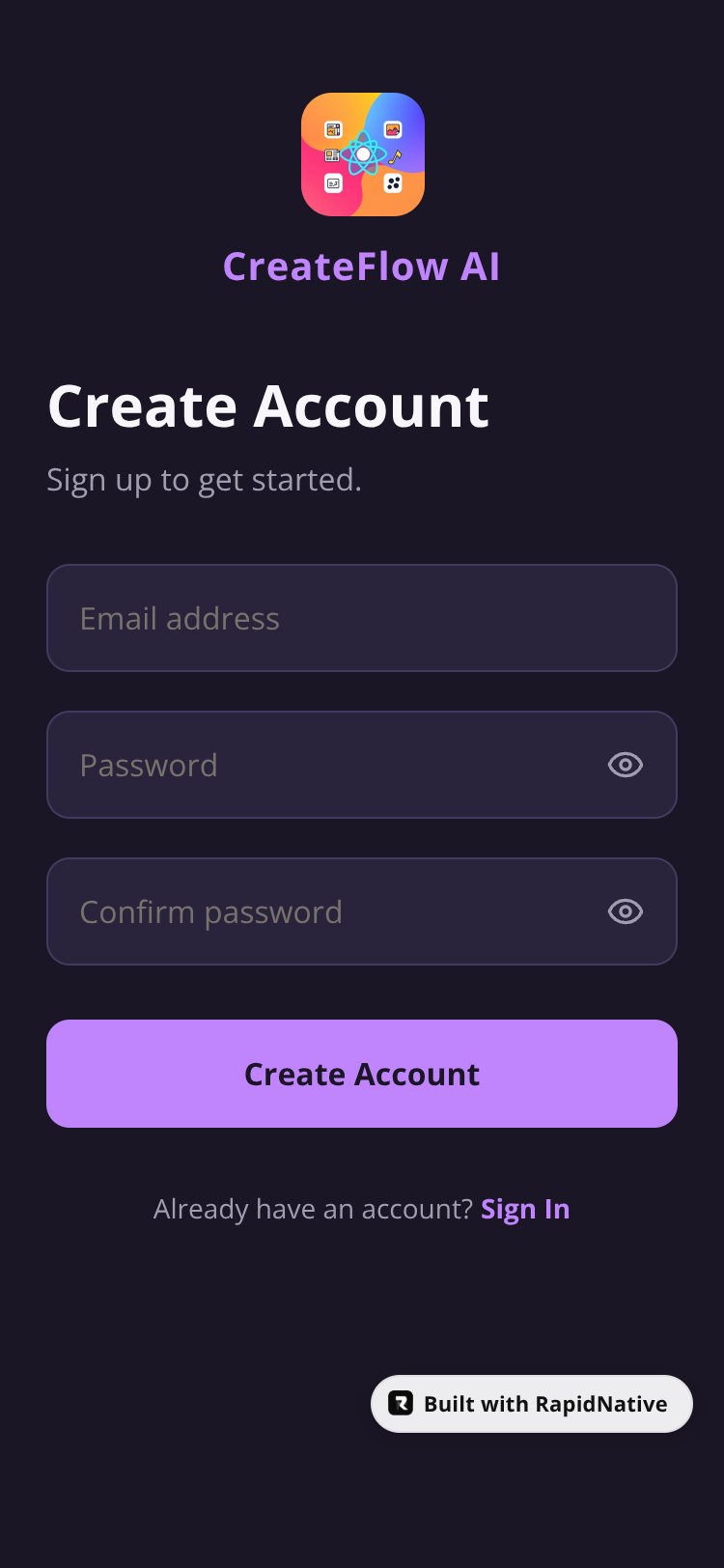 CreateFlow AI screen 2