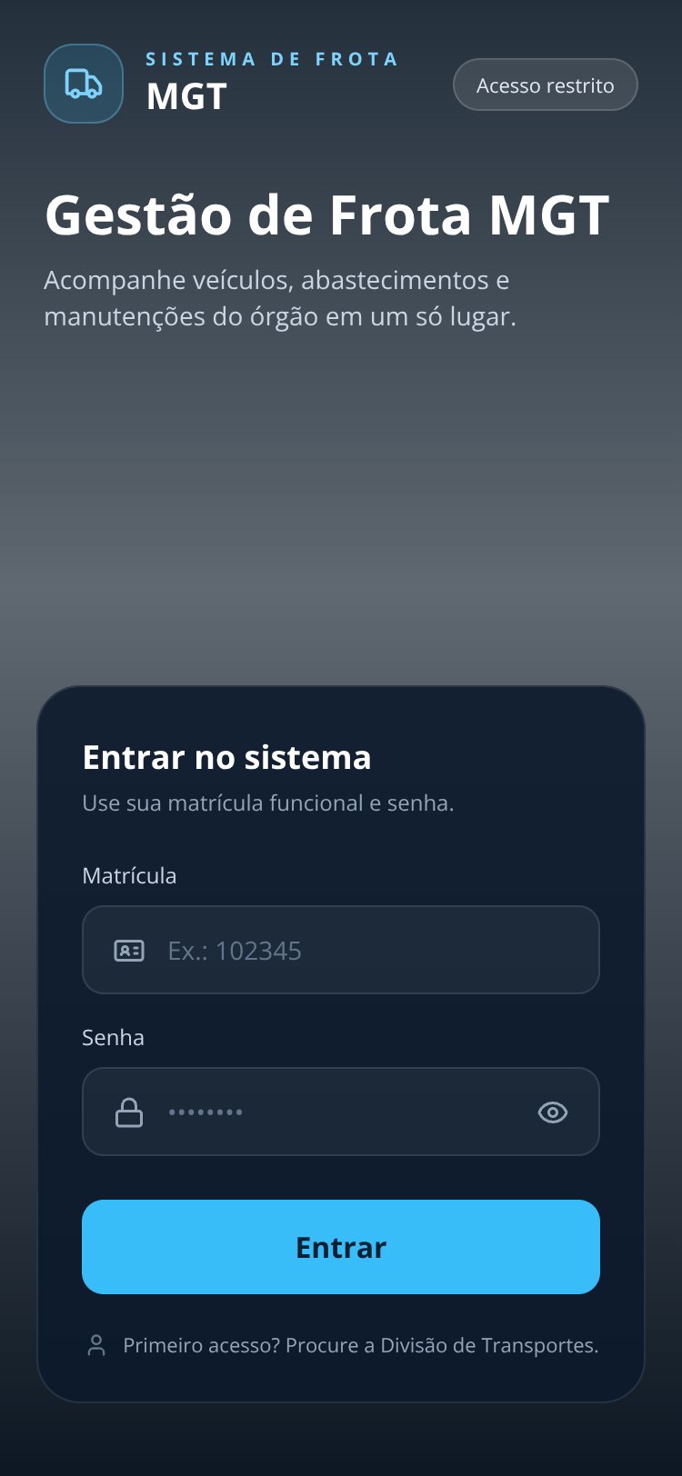 Frota MGT screen 1