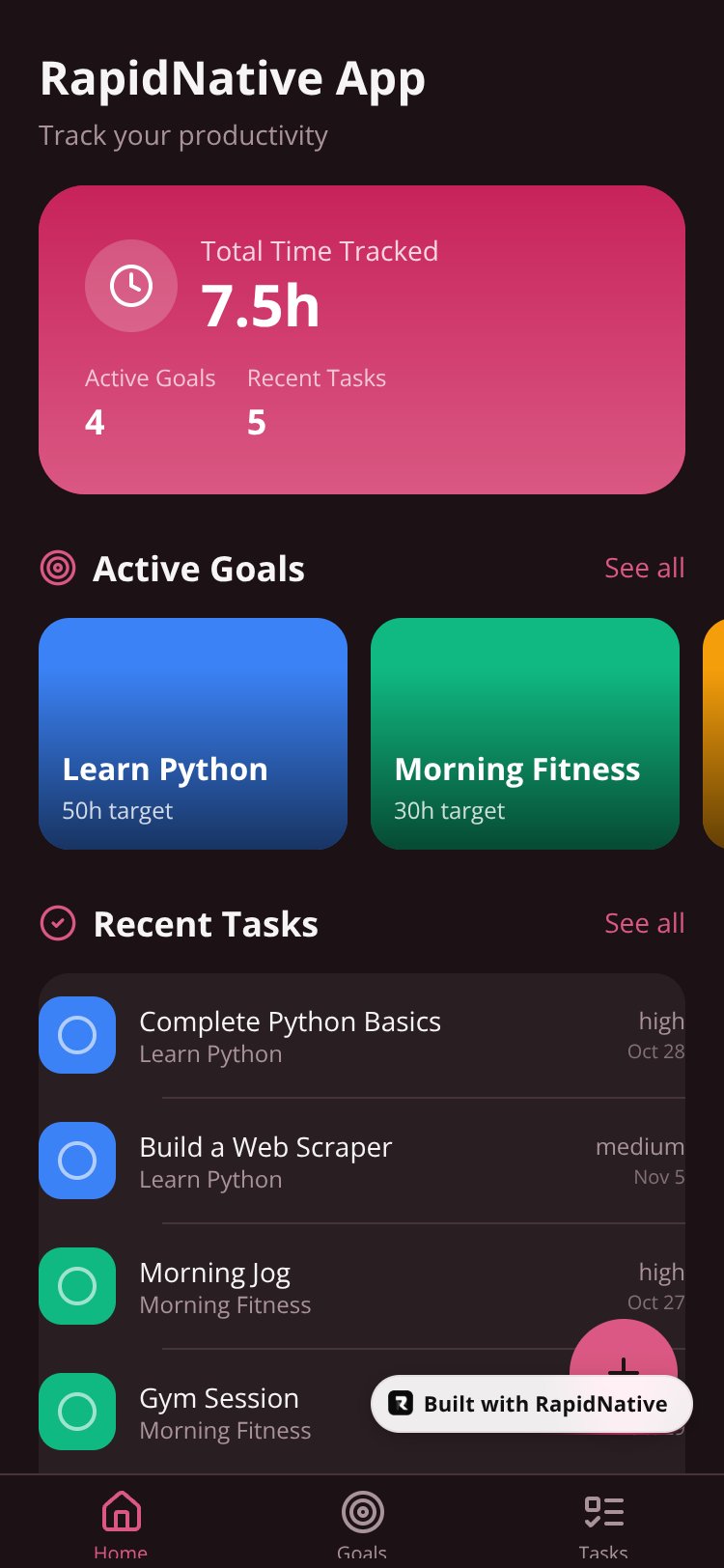 RapidNative App screen 2
