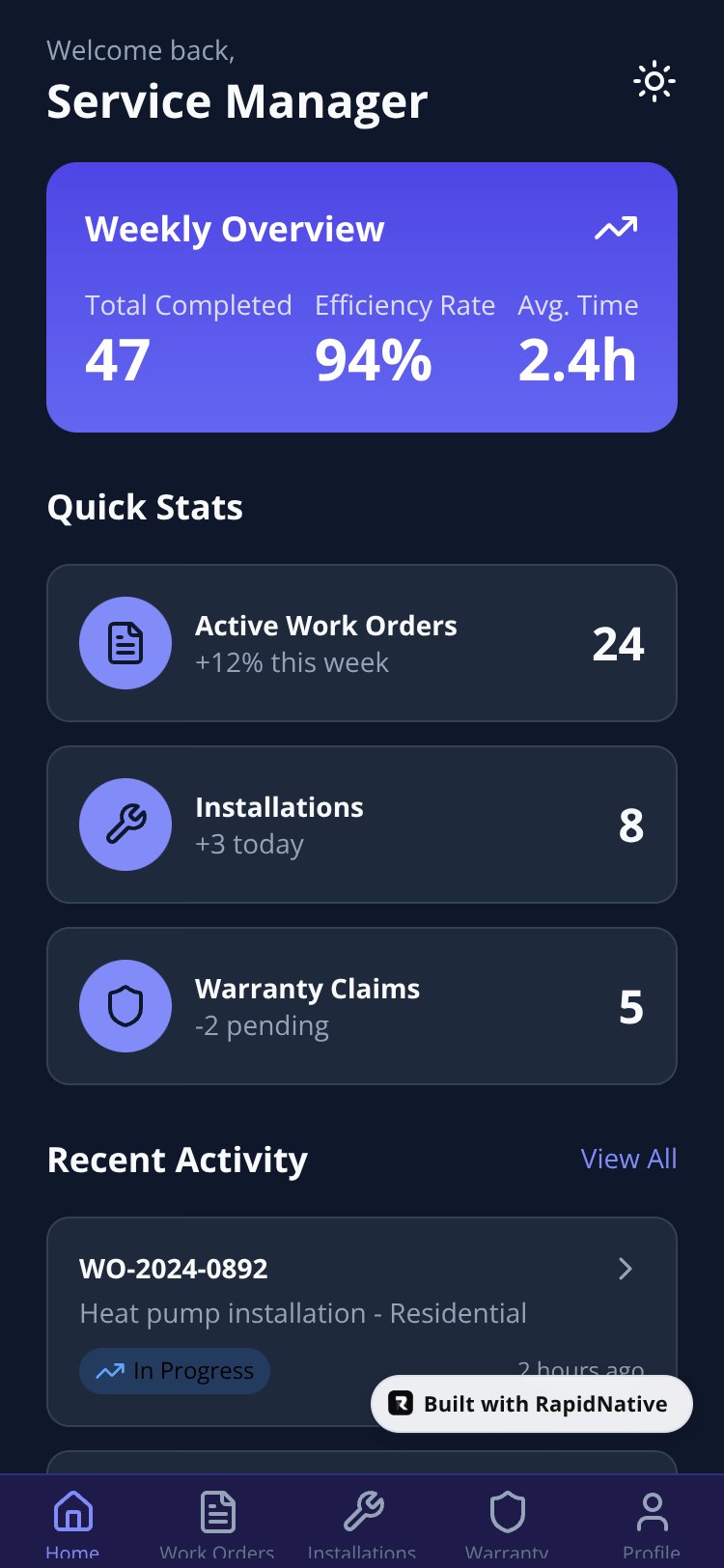 ServiceManager screen 3