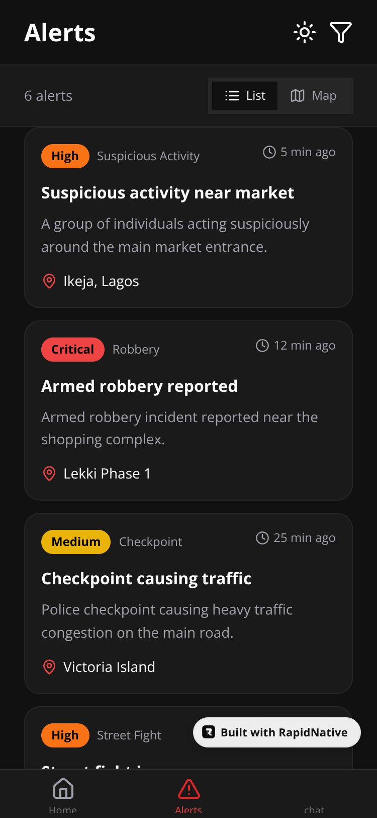 CommunityAlert screen 2