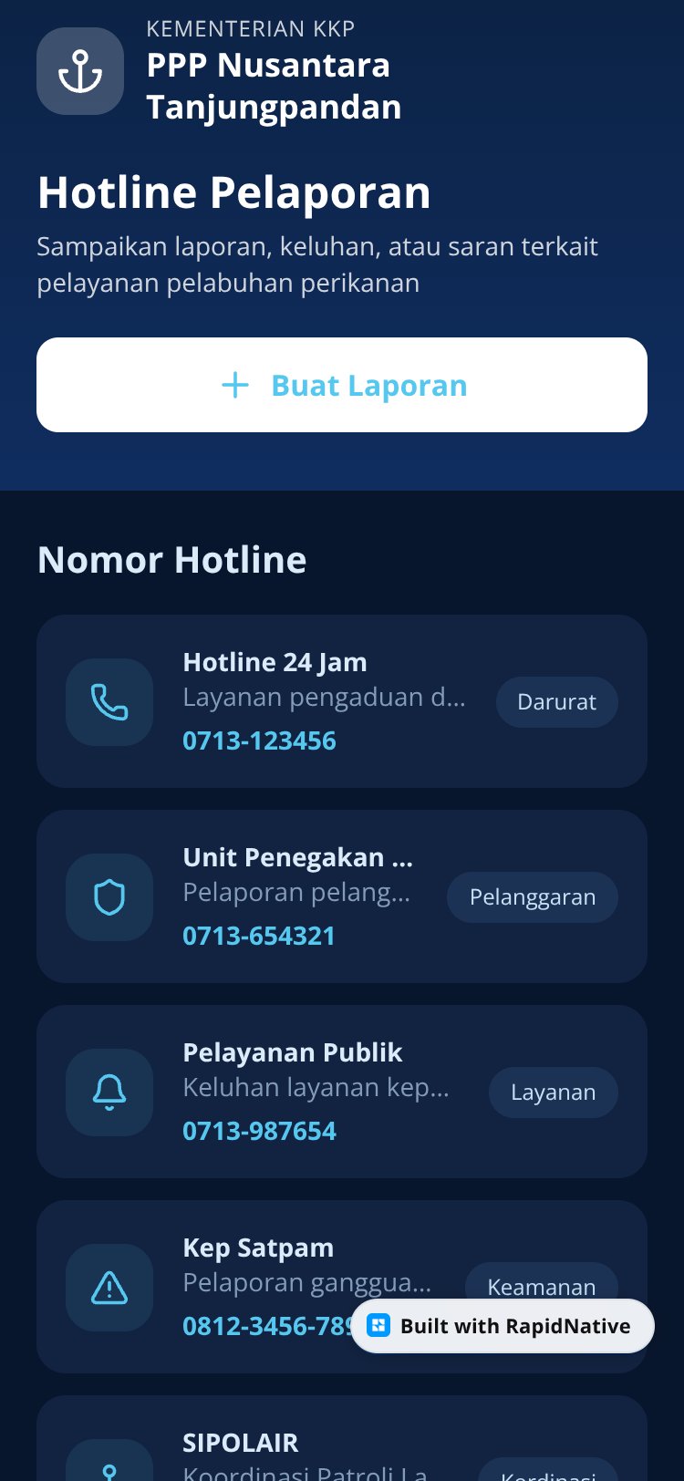 Hotline PPP Tanjungpandan screen 2