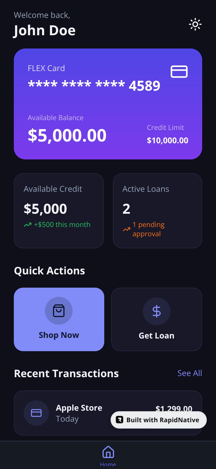 FlexPay screen 1