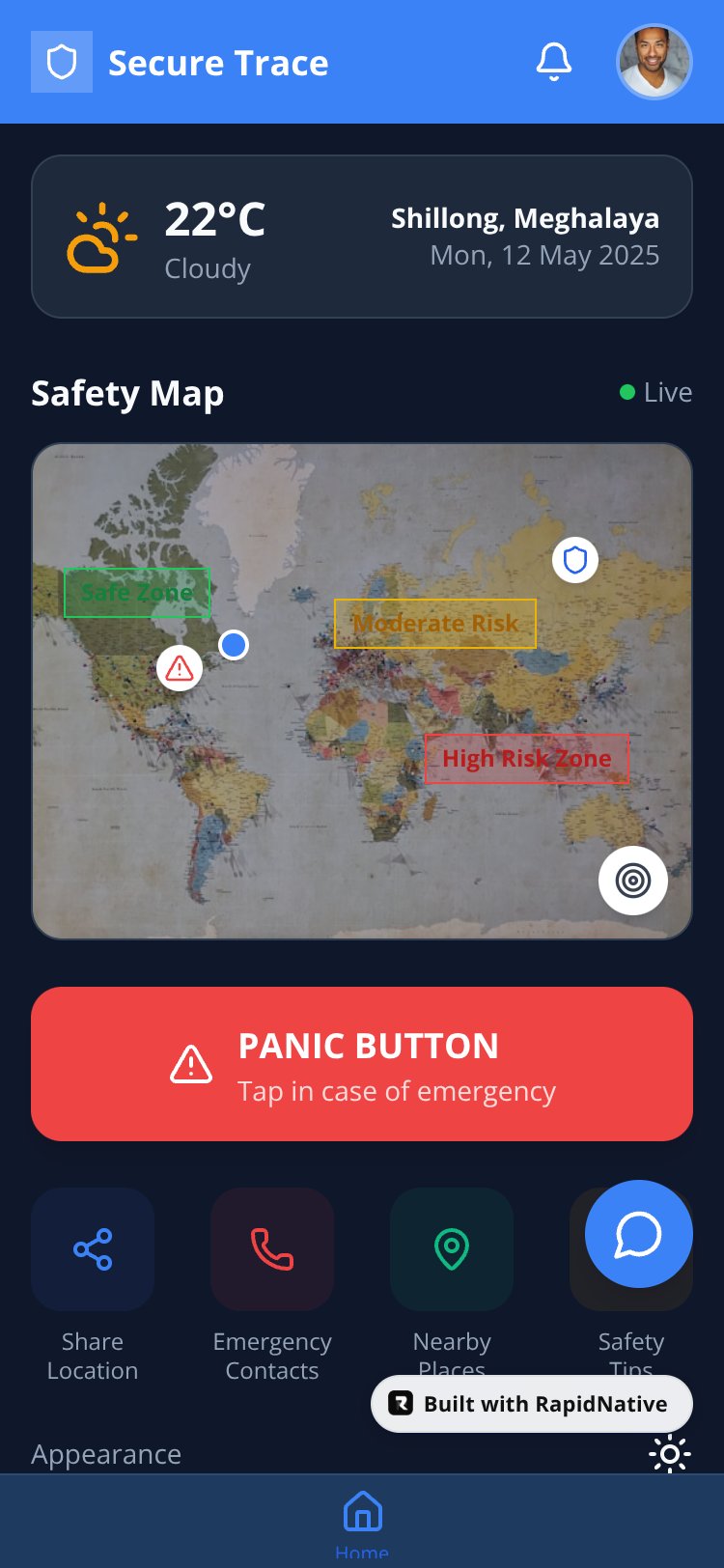 Secure Trace screen 1