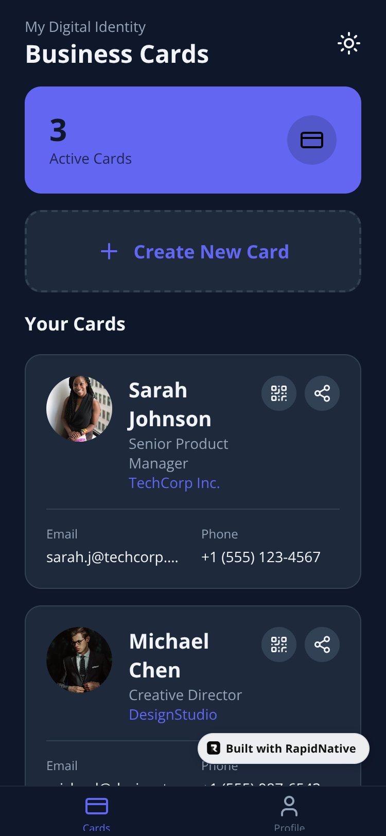 ProCard Digital screen 1