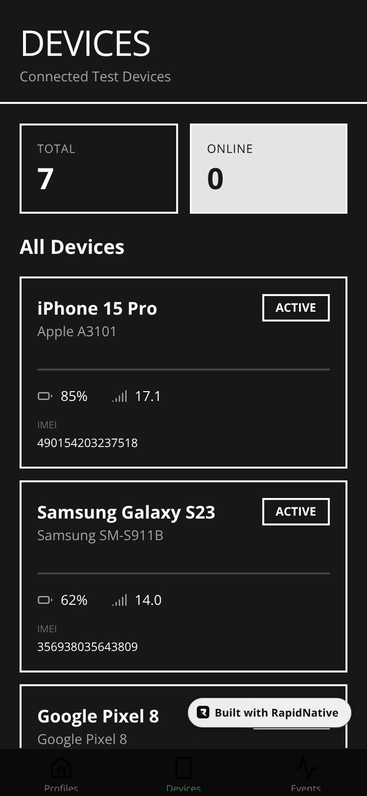 RapidNative App screen 2
