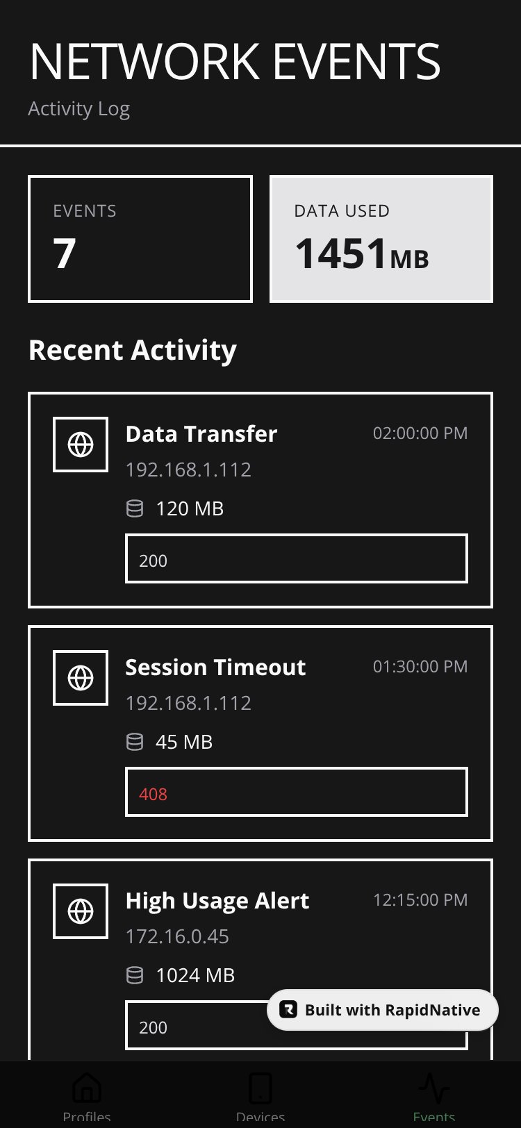 RapidNative App screen 3