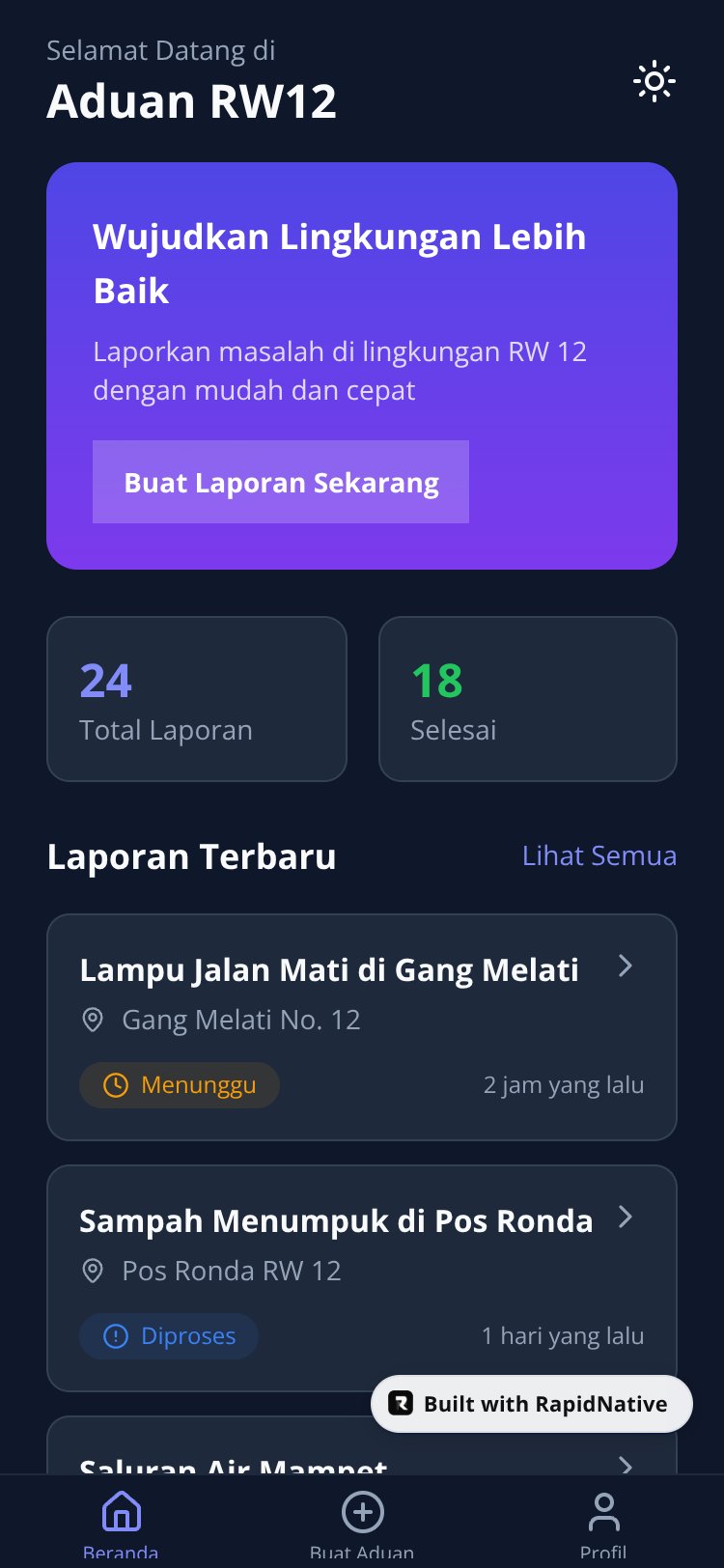 RW12 Complaints screen 2